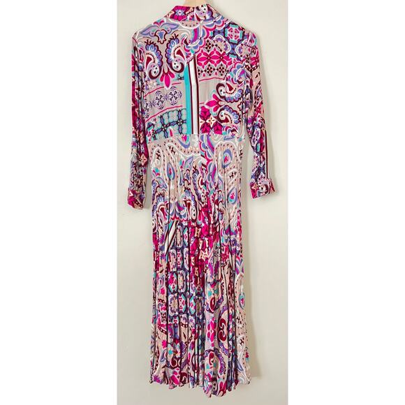Soft Surroundings Palmero Maxi Dress Floral Fuschia Soho Shirtdress Pink Gold PS - Picture 7 of 9